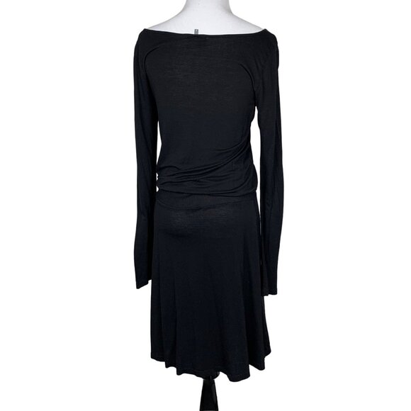 James Perse Black Long Sleeve Tencel Dress Size 2 Made In USA Drop Waist - Picture 2 of 7